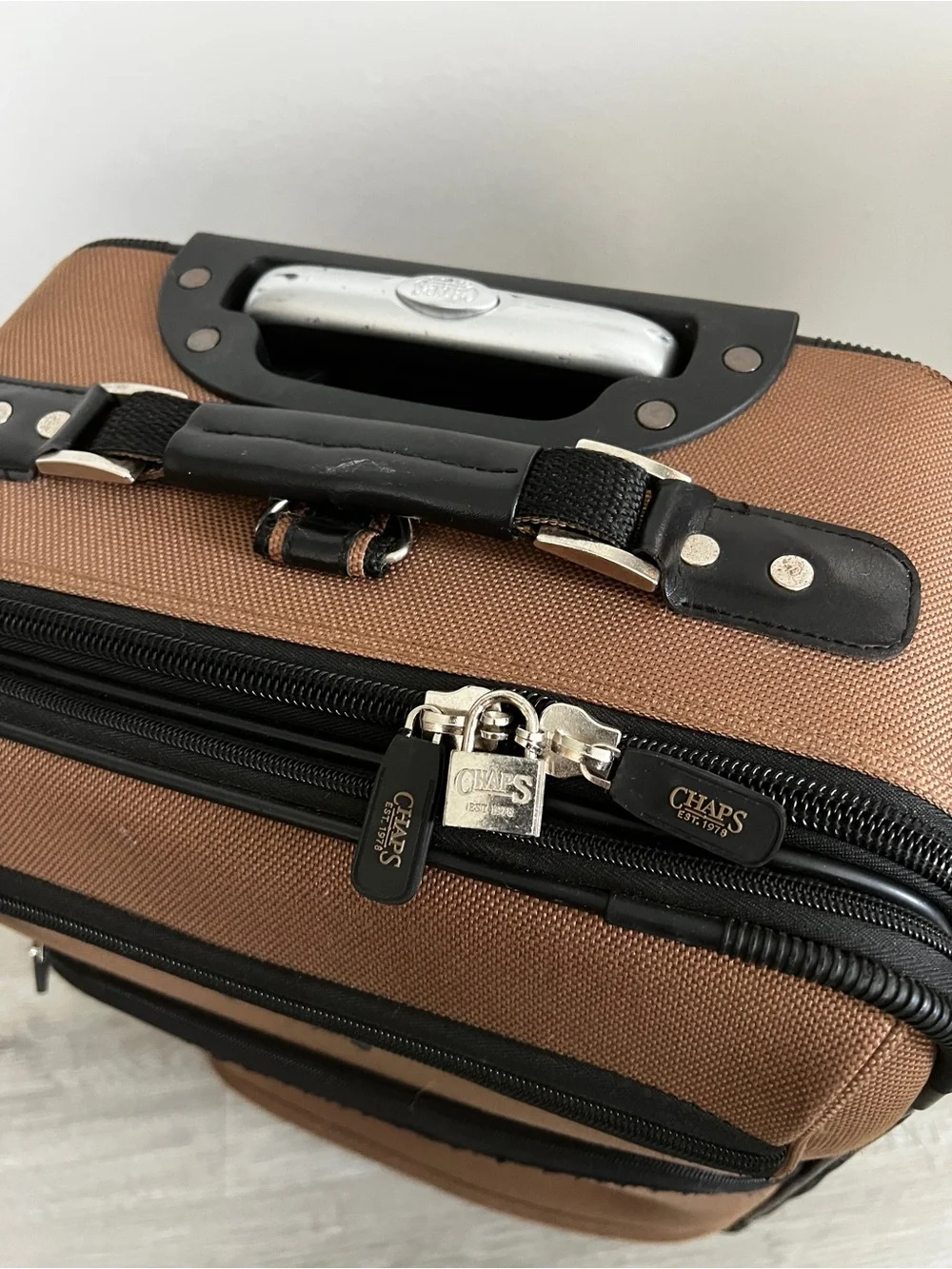RARE Vintage Ralph Lauren Chaps Rolling Suitcase Luggage Tan